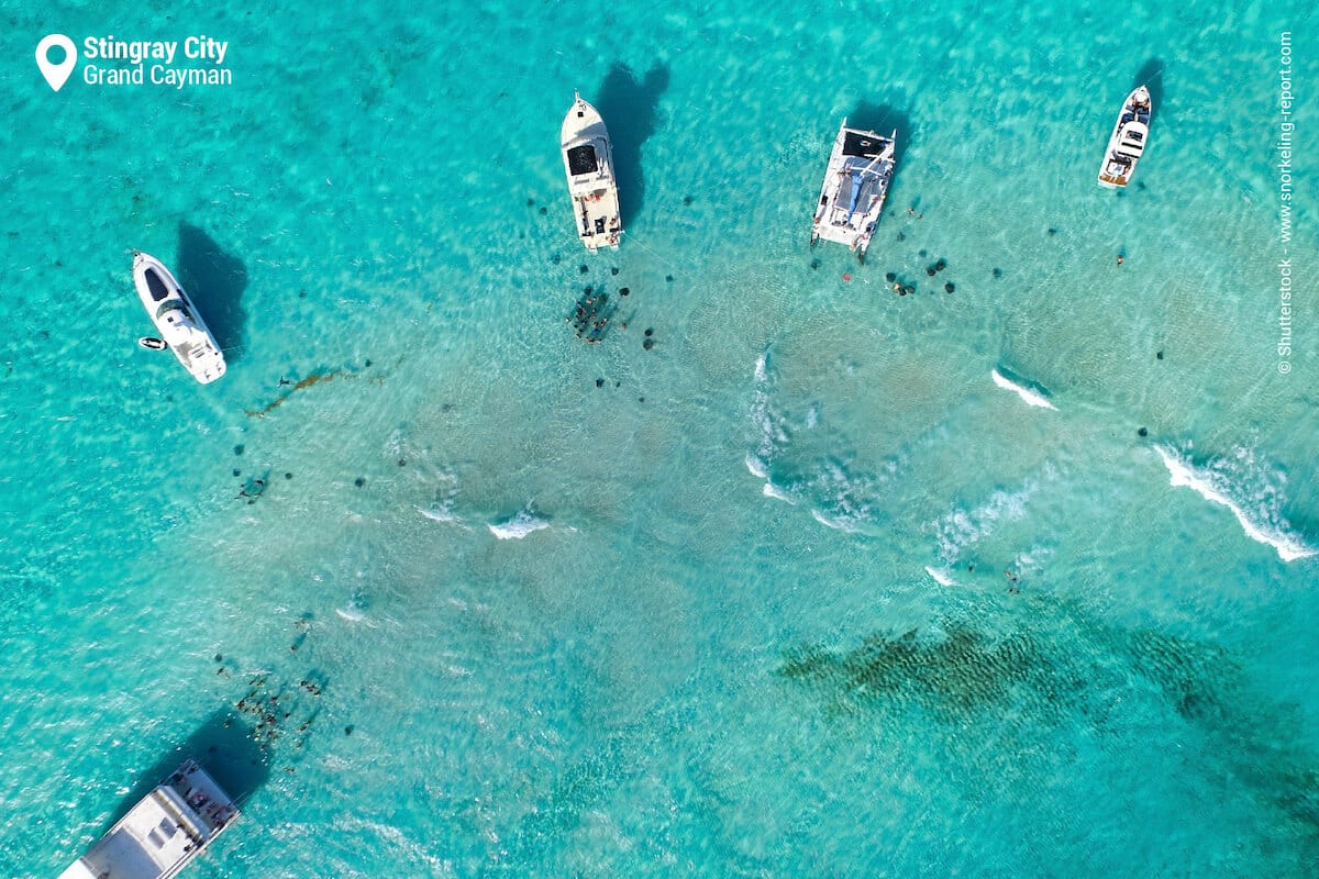 Aerial view of Stingray City, Grand Cayman