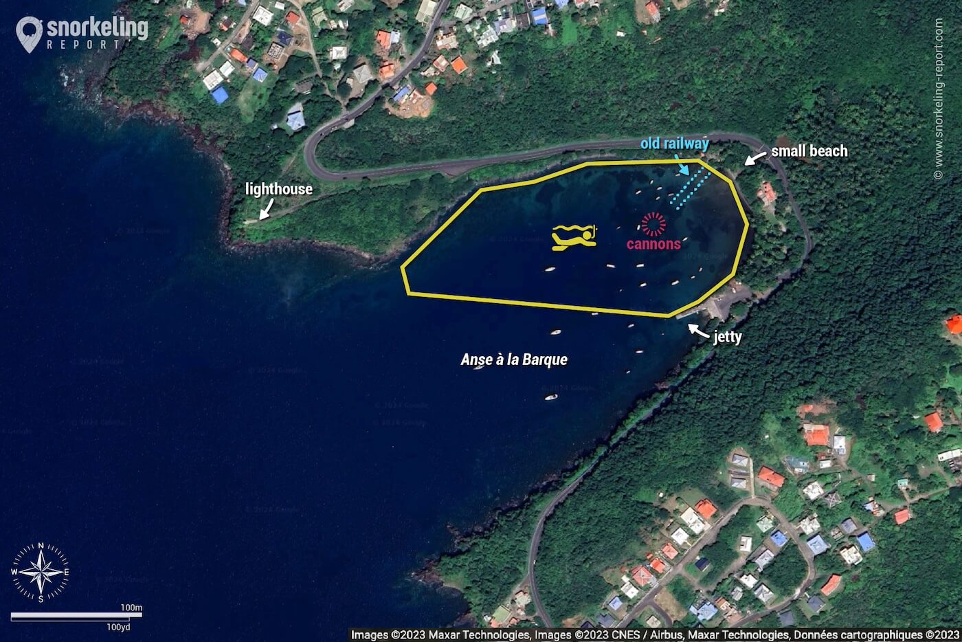 Anse a la Barque snorkeling map, Bouillante