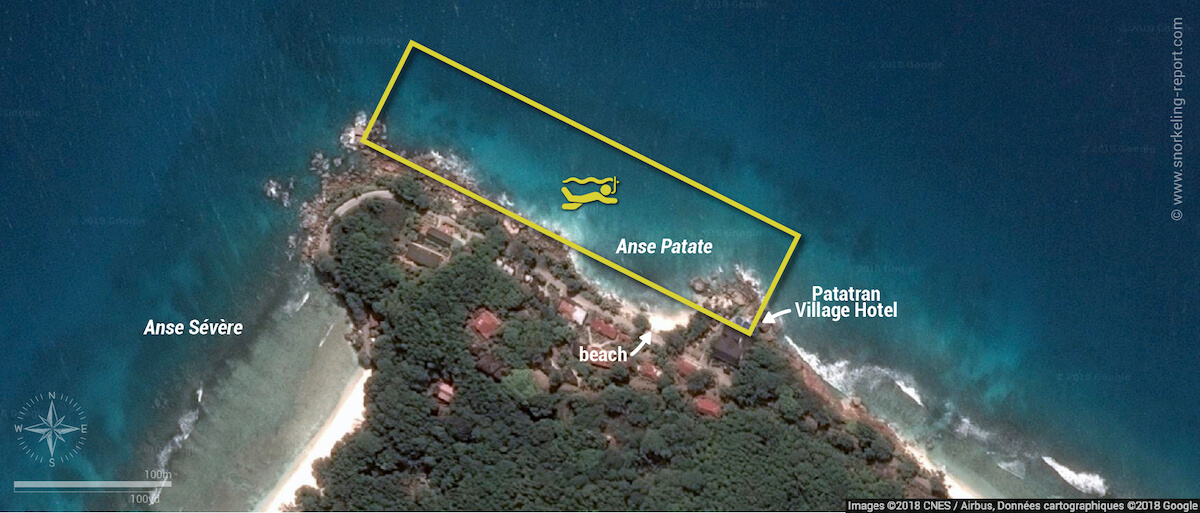 Anse Patate snorkeling map