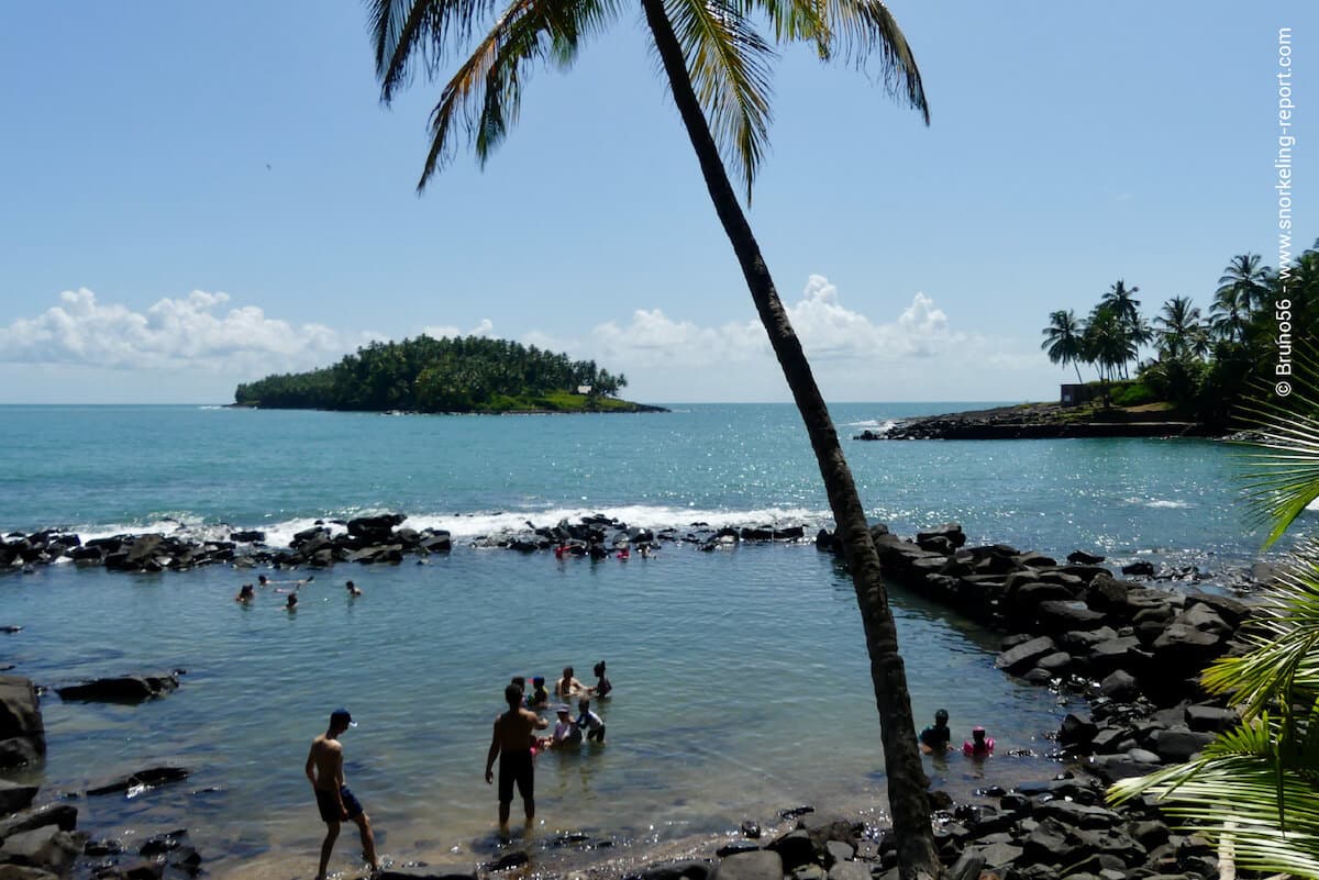 Bain des Bagnards and Anse Legoff, on Ile Royale, are the main snorkeling site in French Guiana.
