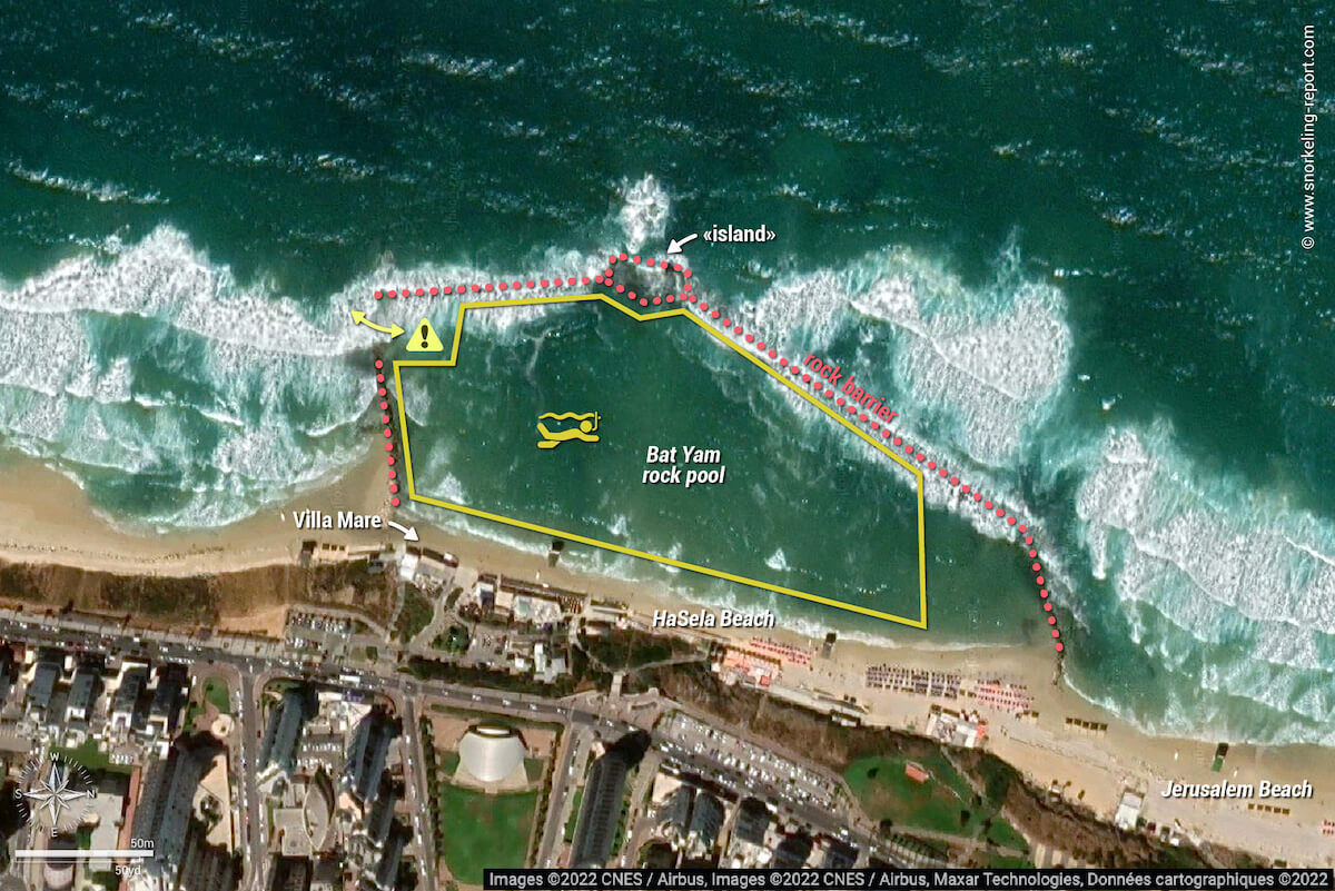 HaSela Beach, Bat Yam snorkeling map