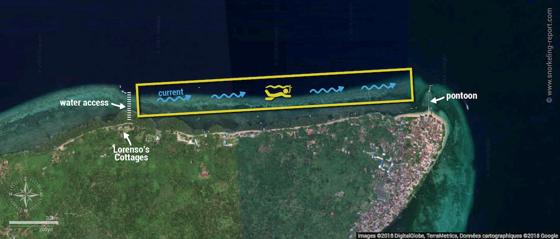 Bunaken Island snorkeling map, Indonesia
