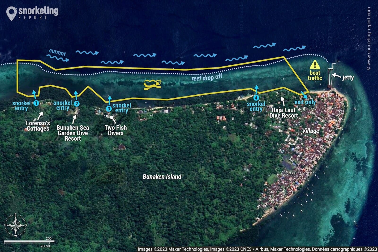 Bunaken Timur snorkeling map