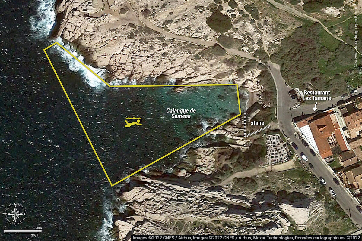 Calanque de Saména snorkeling map, Marseille