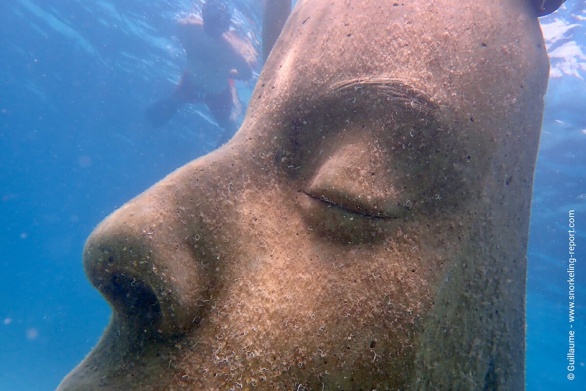 Underwater sculpture at Cannes Underwater Museum.