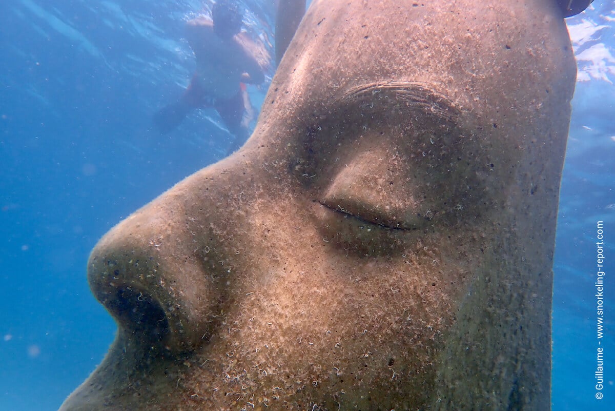 Underwater sculpture at Cannes Underwater Museum.