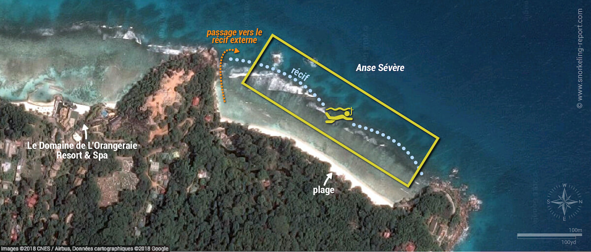 Carte snorkeling à Anse Sévère, La Digue, Seychelles