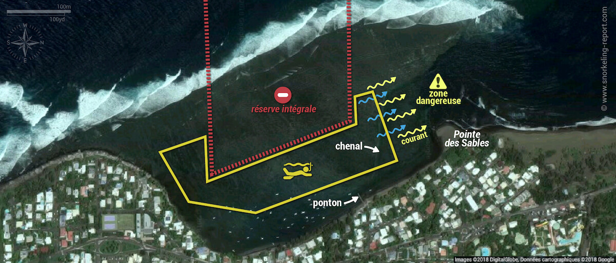 Carte snorkeling à l'Etang Salé, La Réunion