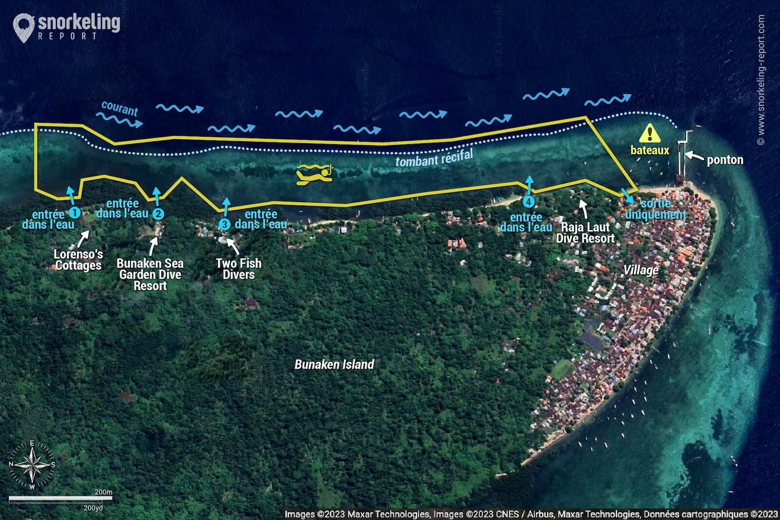 Carte snorkeling à Bunaken Timur