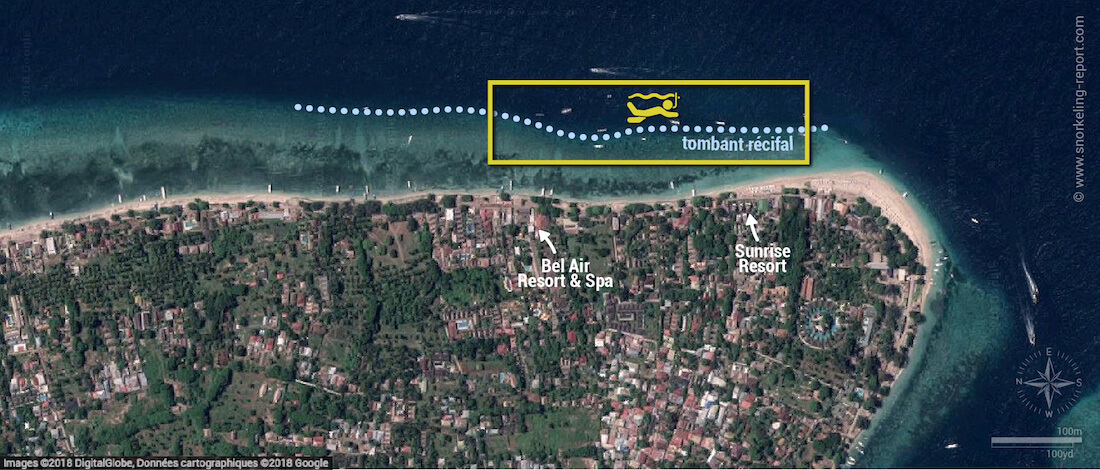 Carte snorkeling à Gili Air, Indonésie