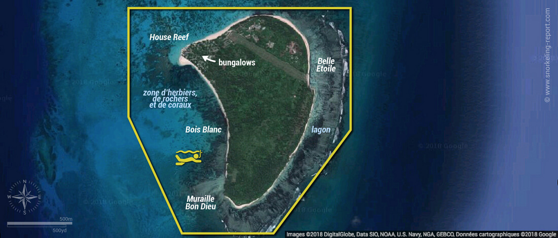 Carte snorkeling à l'île Denis, Seychelles