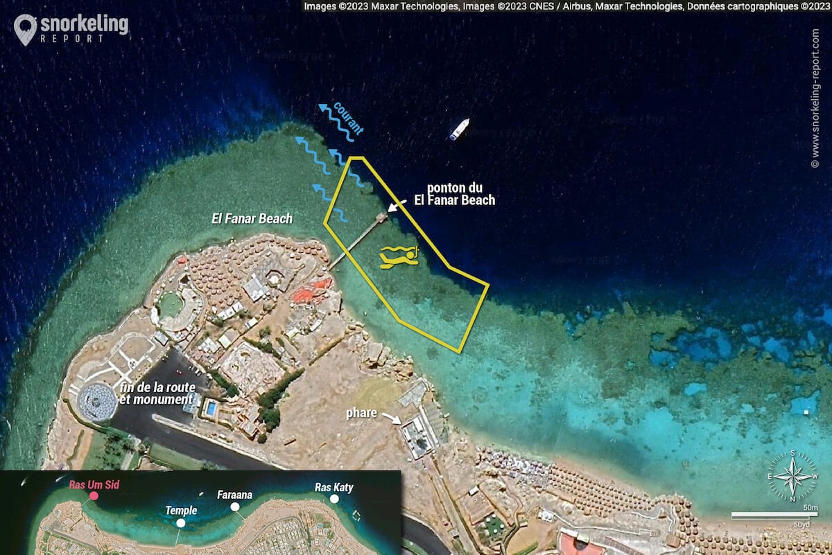 Carte snorkeling à Ras Um Sid/El Fanar Beach