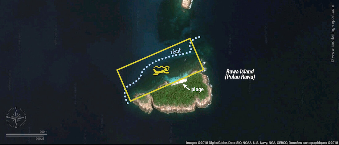Carte snorkeling à Rawa Island, Malaisie