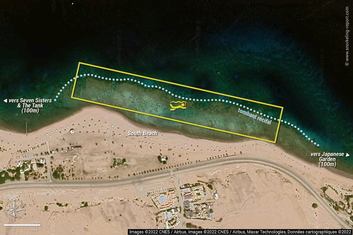 Carte snorkeling à South Beach, Parc Marin d'Aqaba