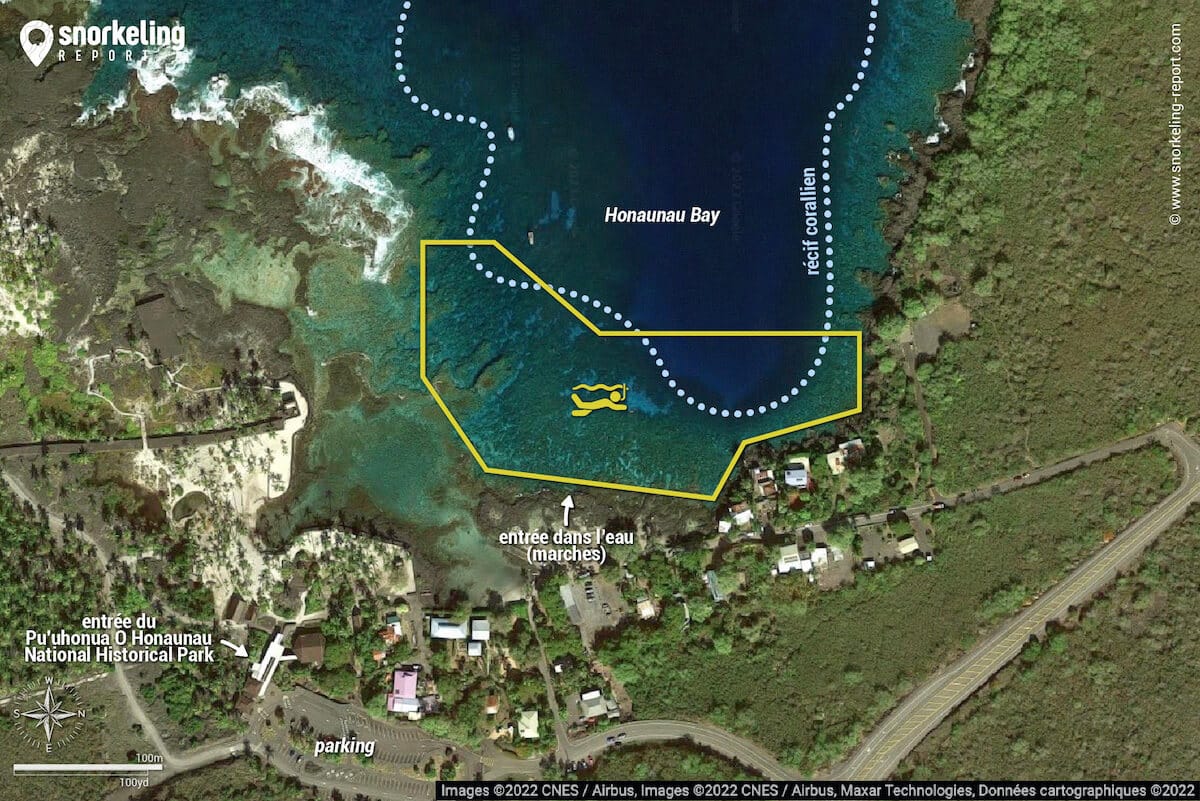 Carte snorkeling à Two Step, Big Island, Hawaï