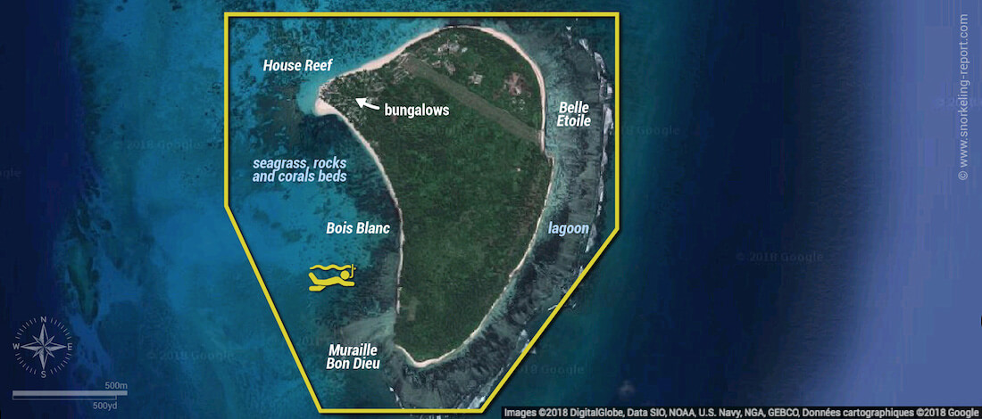 Denis Island Seychelles snorkeling map