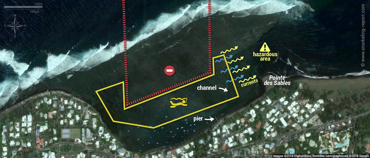 Etang Salé Reunion Island snorkeling map
