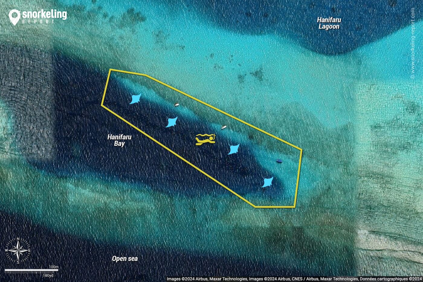 Hanifaru Bay snorkeling map.