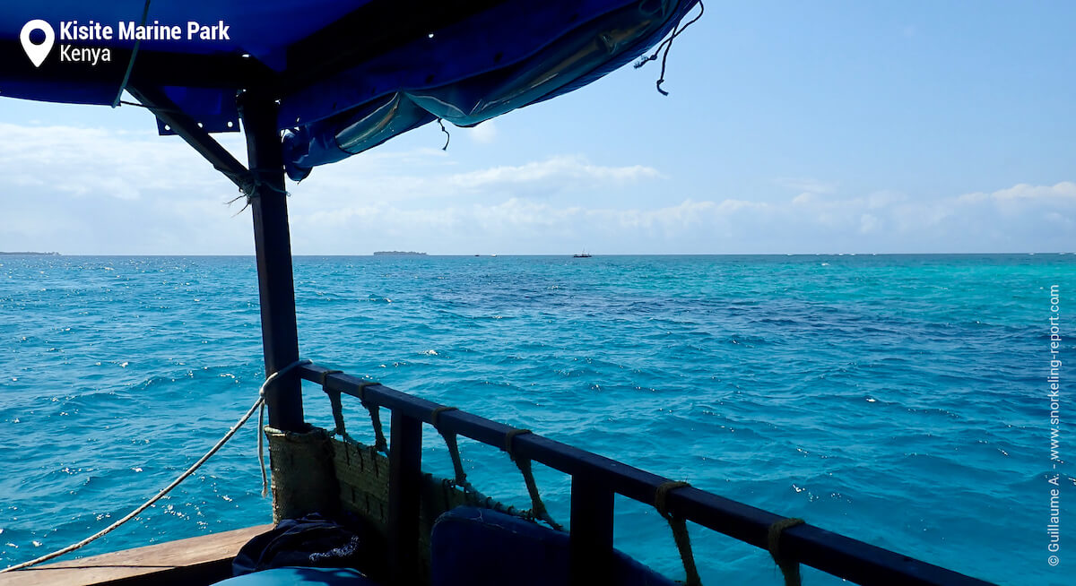 Kisite Island and coral reef seen from the boat