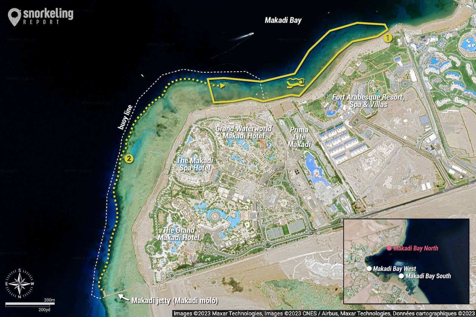 North Makadi Bay snorkeling map