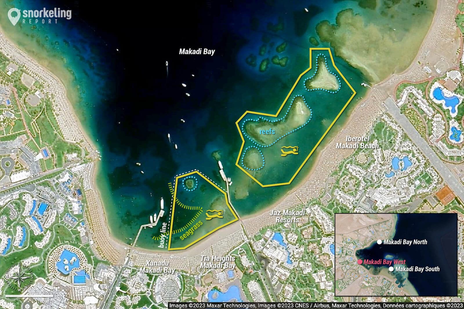 Makadi Bay West snorkeling map.