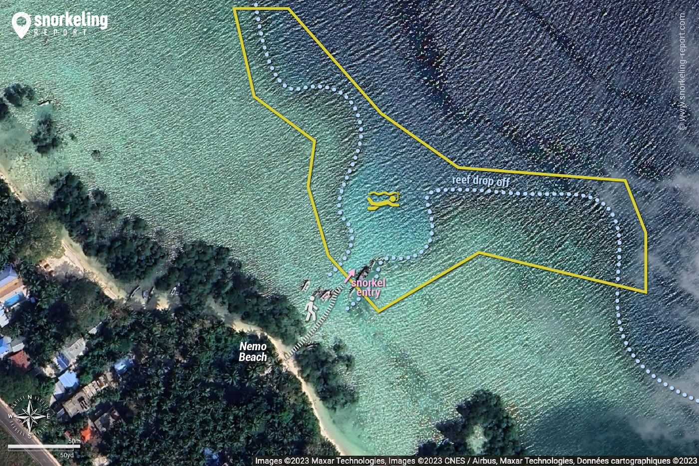 Nemo Beach snorkeling map, Havelock Island