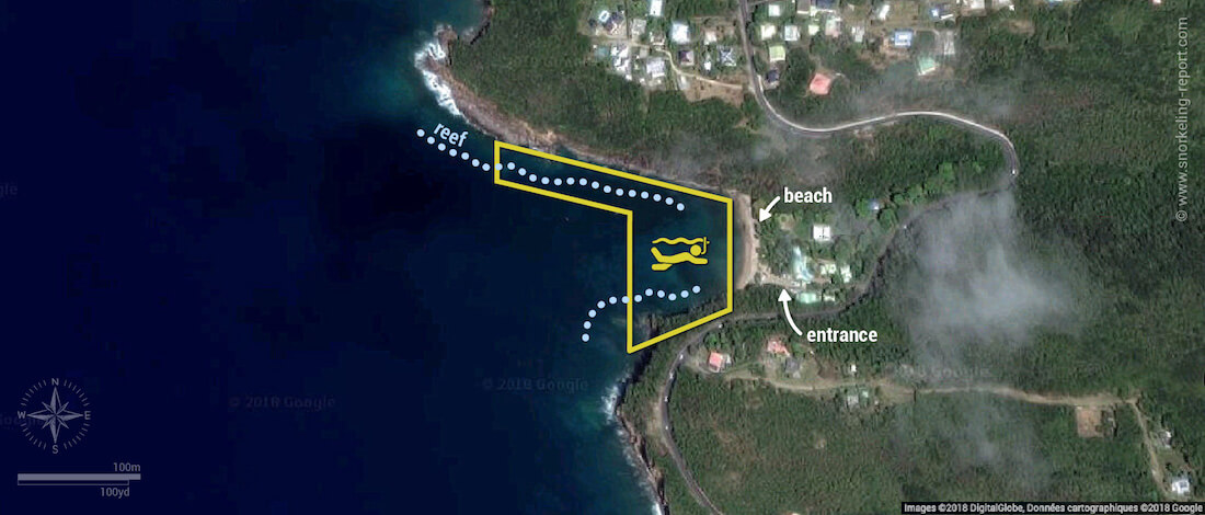 Petite Anse snorkeling map, Guadeloupe