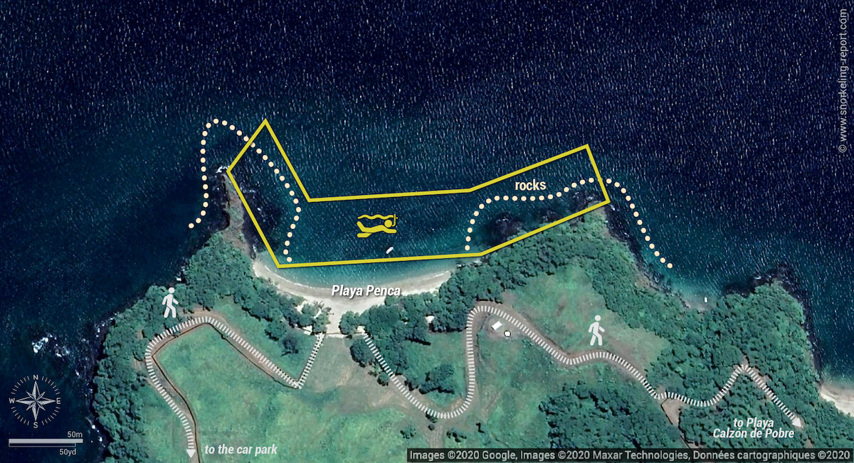 Playa Penca snorkeling map