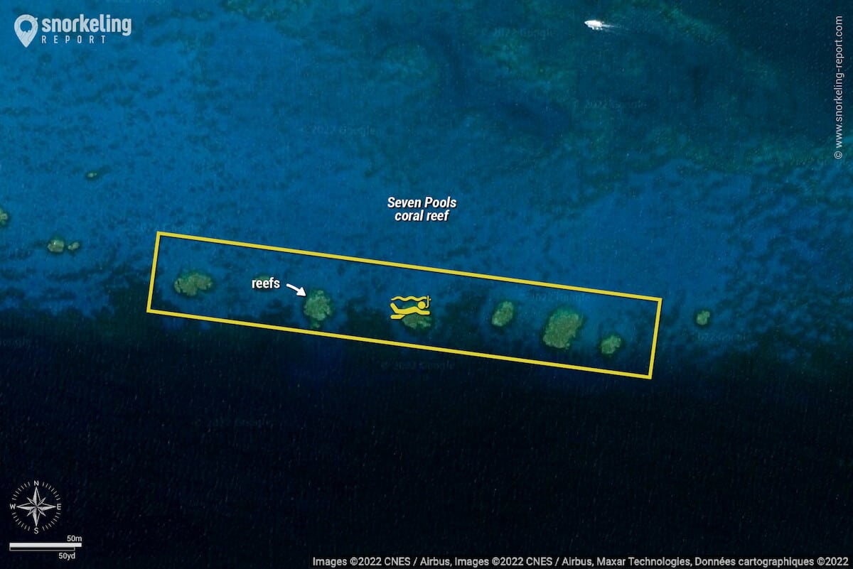 Seven Pools snorkeling map, Ras Mohammed National Park