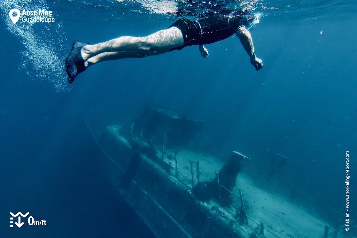 Snorkeling over the Lynndy Wreck, Anse Mire