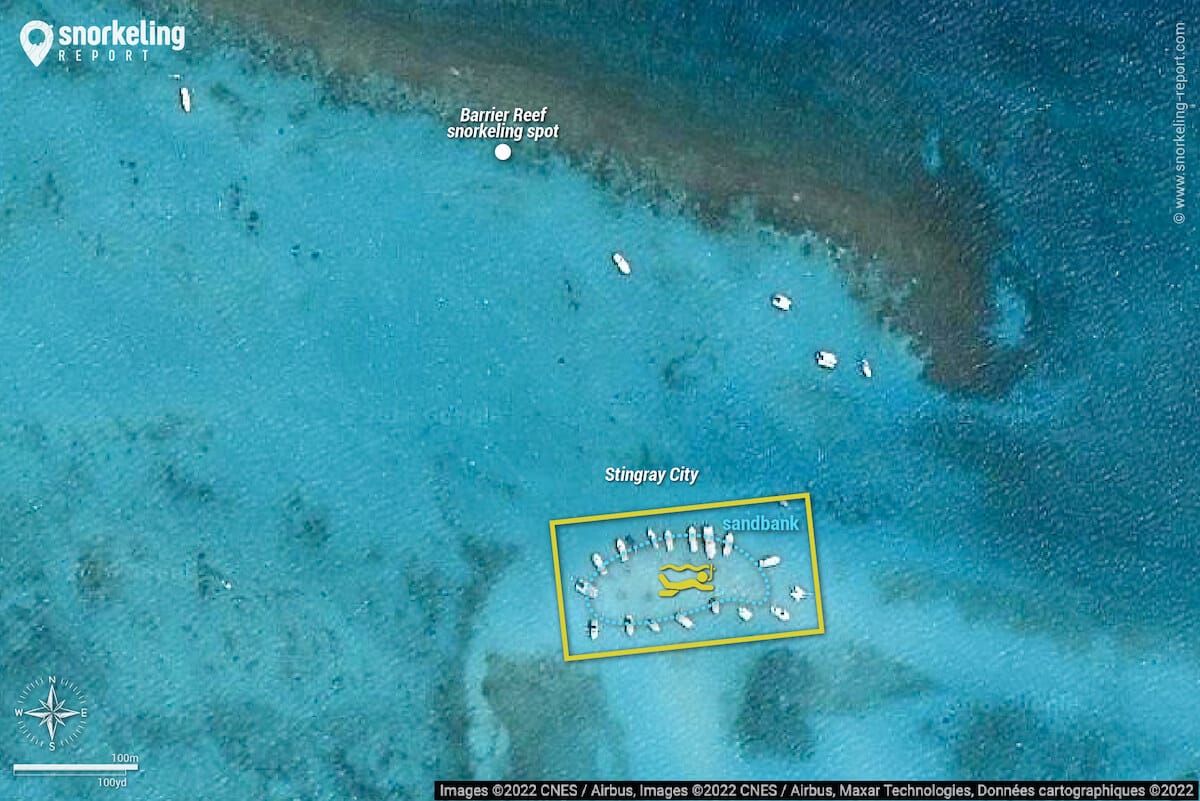 Stingray City snorkeling map, Grand Cayman