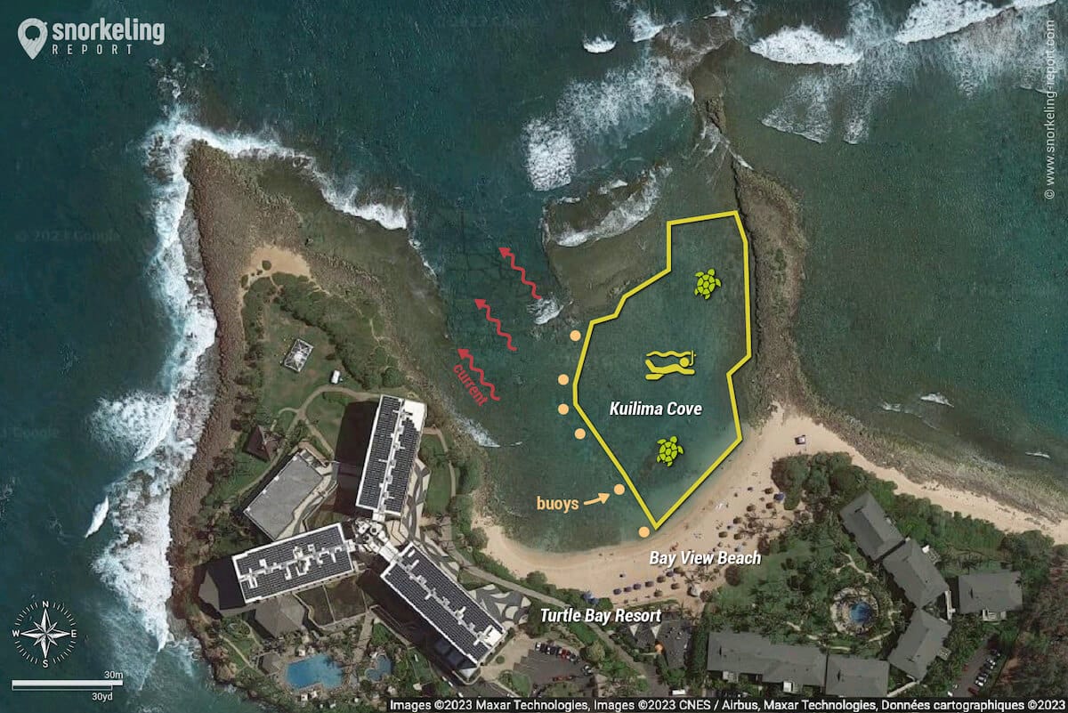 Kuilima Cove/Turtle Bay Resort snorkeling map