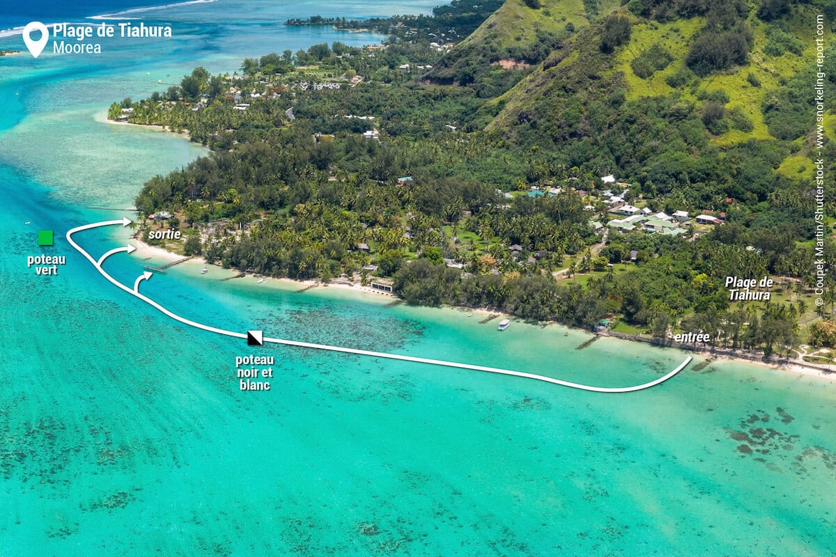 Snorkeling dérivant dans la Passe de Tiahura - Vue aérienne