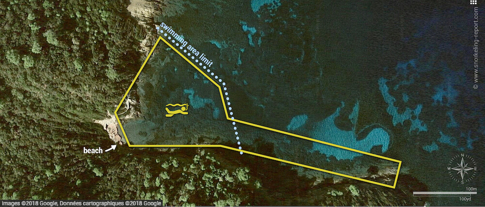 Anse de la Fausse Monnaie snorkeling map, Port Cros National Park