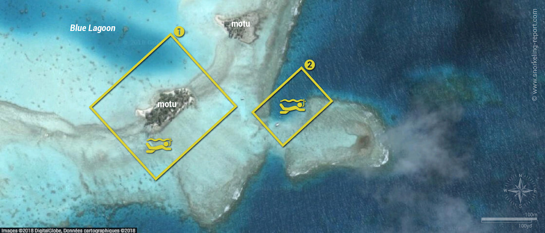 The Blue Lagoon snorkeling map, Rangiroa