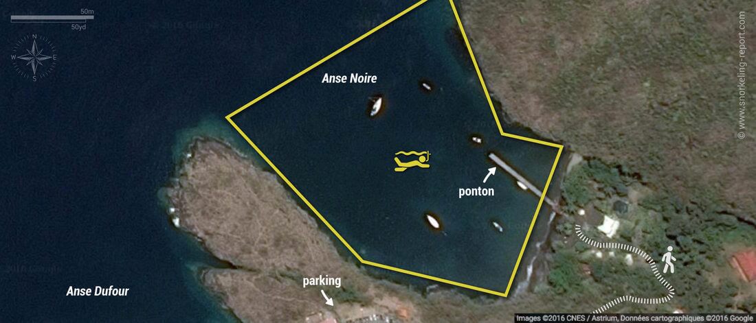 Carte snorkeling à l'Anse Noire, Martinique
