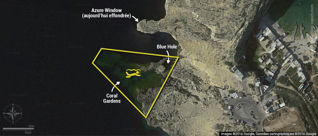 Carte snorkeling au Blue Hole de Gozo, Malte