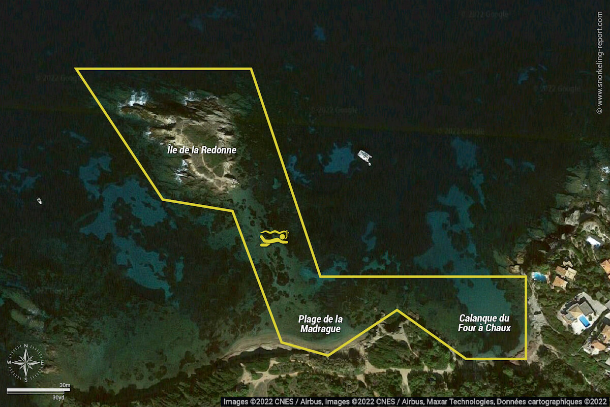 Carte snorkeling à la Calanque du Four à Chaux - Plage de la Madrague