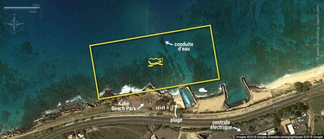 Carte snorkeling à Electric Beach, Oahu