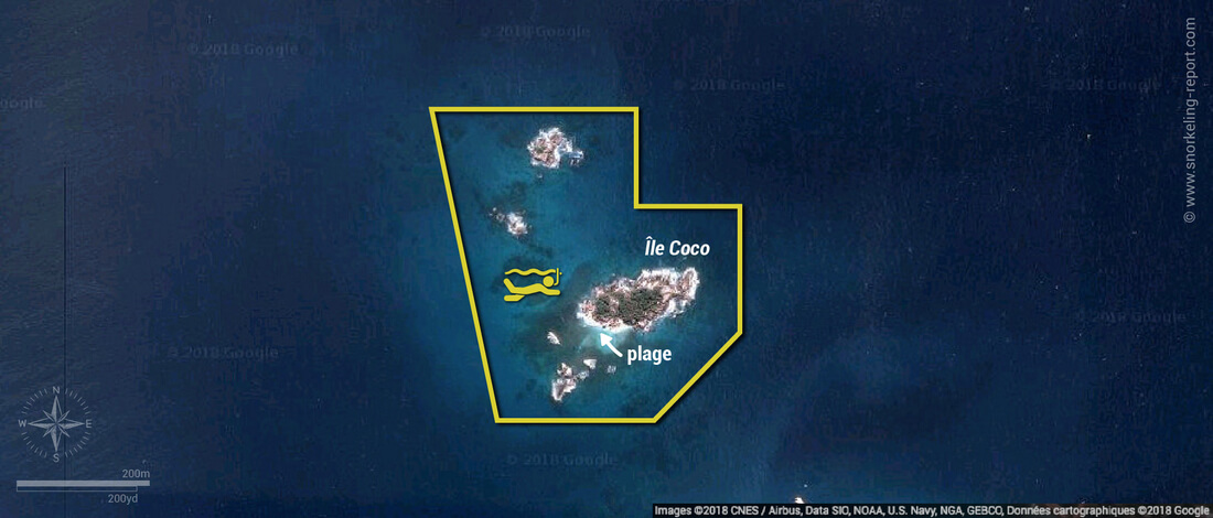 Carte snorkeling à l'île Coco, Seychelles