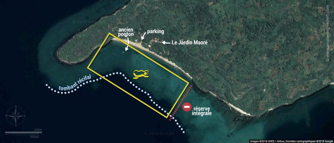 Carte snorkeling à N'Gouja, Mayotte