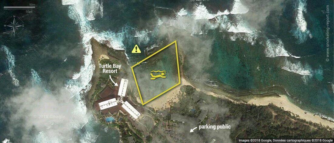 Carte snorkeling au Turtle Bay Resort, Oahu, Hawaï