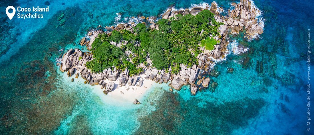 Aerial view of Coco Island, Seychelles