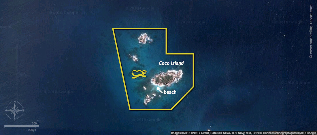 Coco Island snorkeling map, Seychelles