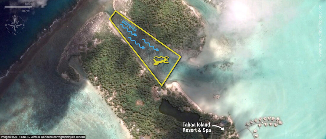 The Coral Garden snorkeling map, Tahaa