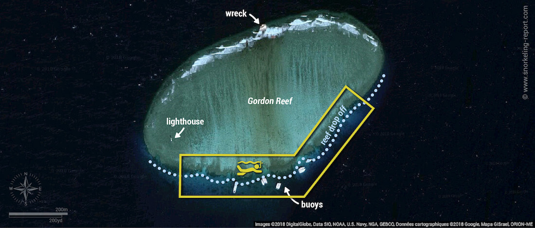 Gordon Reef snorkeling map, Egypt