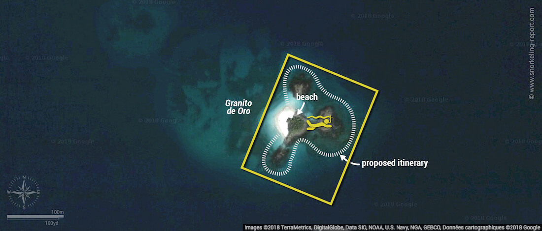 Granito de Oro snorkeling map, Coiba National Park