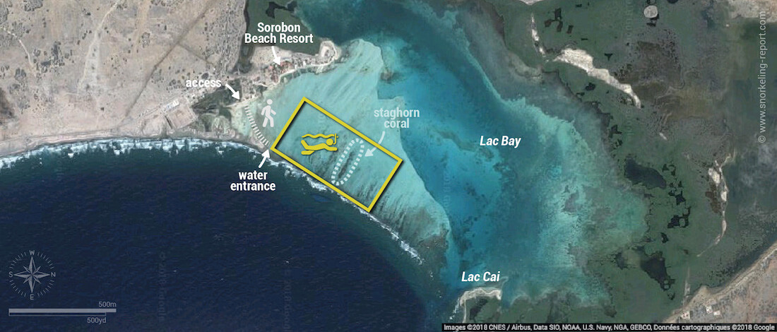 Lac Bay - Sorobon Beach snorkeling map, Bonaire