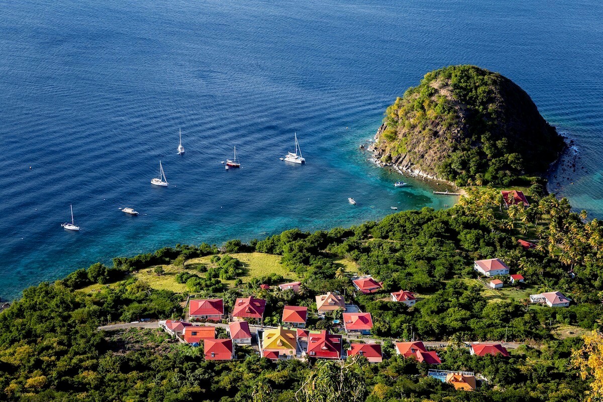 Aerial view of Pain de Sucre Beach, Les Saintes