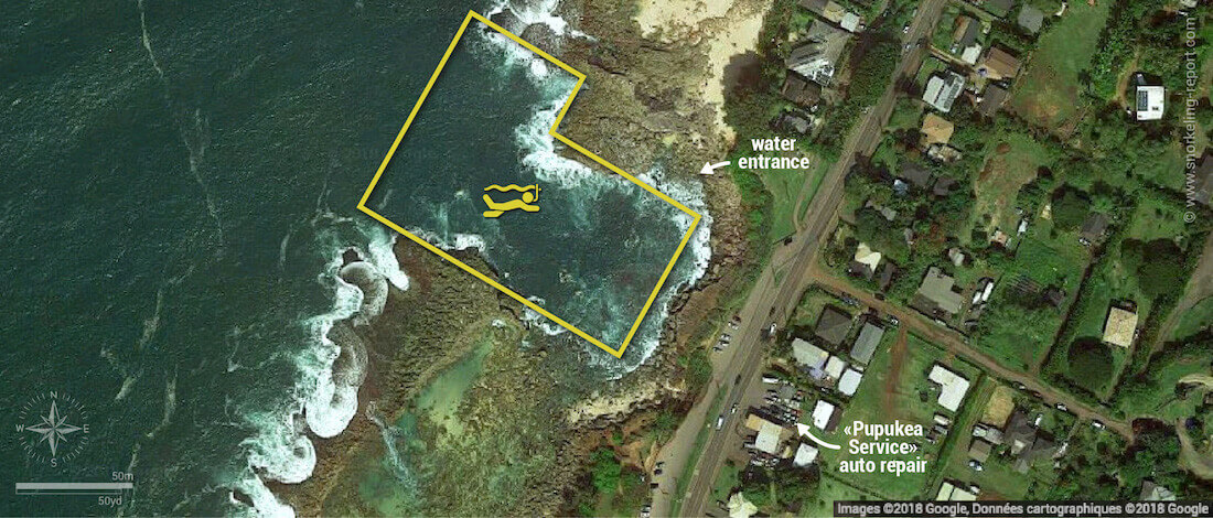 Sharks Cove Oahu snorkeling map